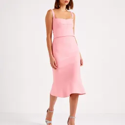 Scanlan Theodore Crepe Knit Bralette Dress Pink Size M for rent on The Volte - image 1