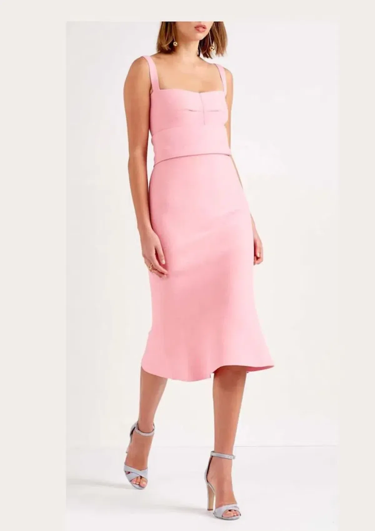 Scanlan Theodore Crepe Knit Bralette Dress Pink Size 10 - Image 1