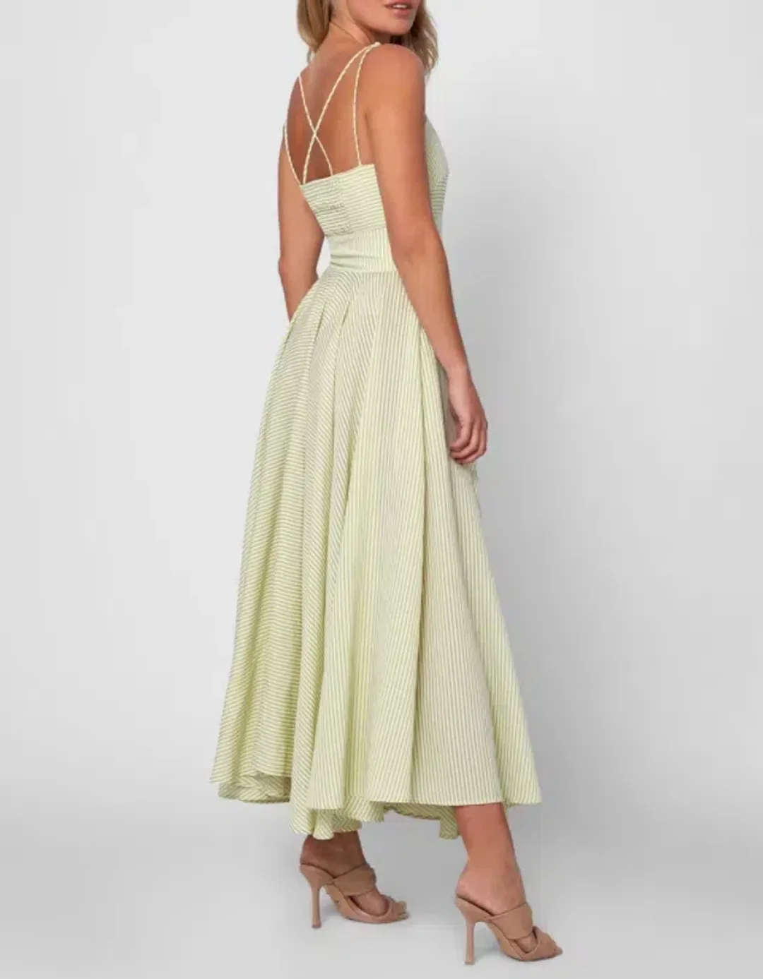 By Johnny Pistachio Stripe Sun Dress Print Size 6 for rent on The Volte - main image