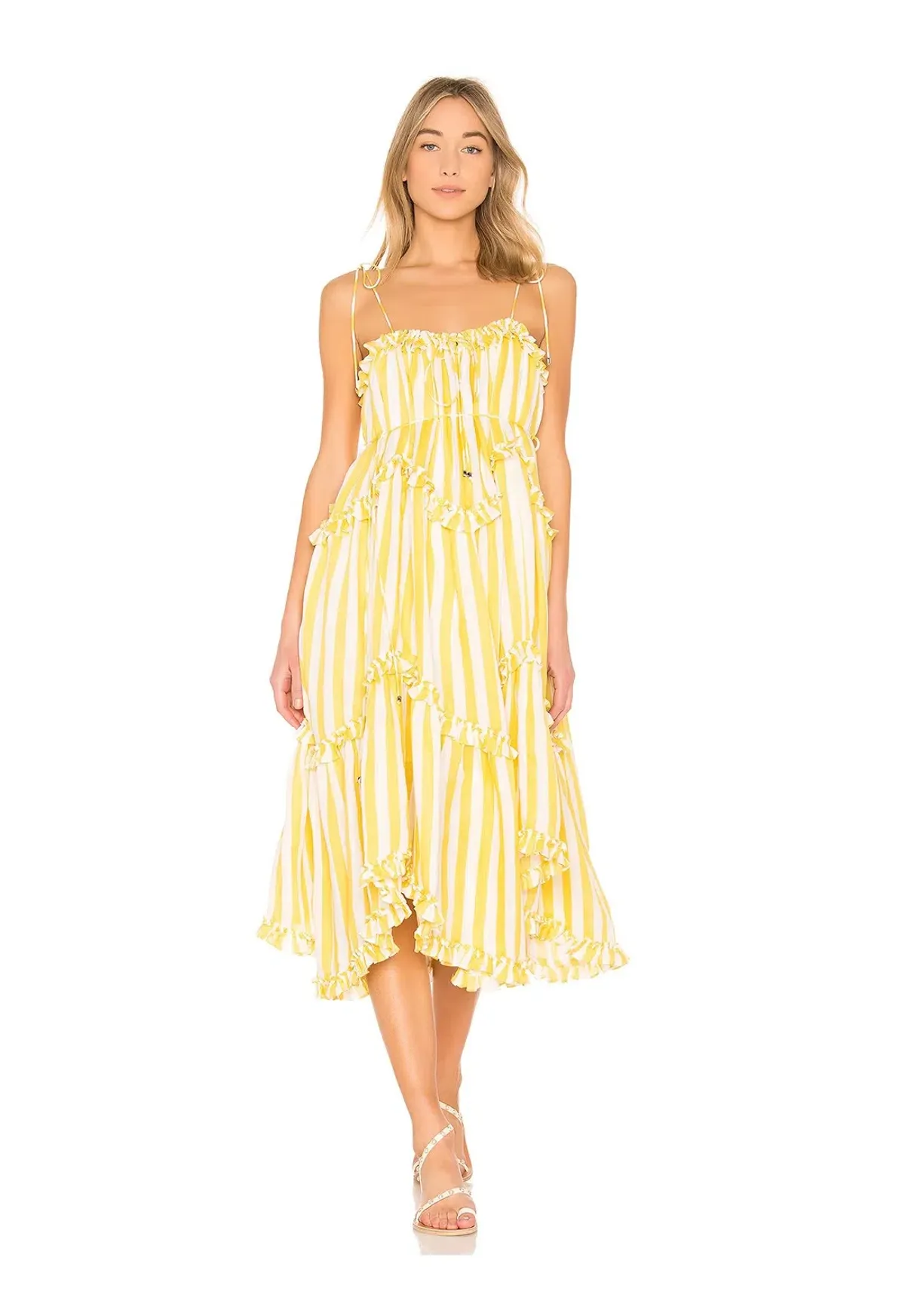 Zimmermann Lumino Floating Stripe Dress in Yellow Stripe Size 0/ AU 8 - Image 1