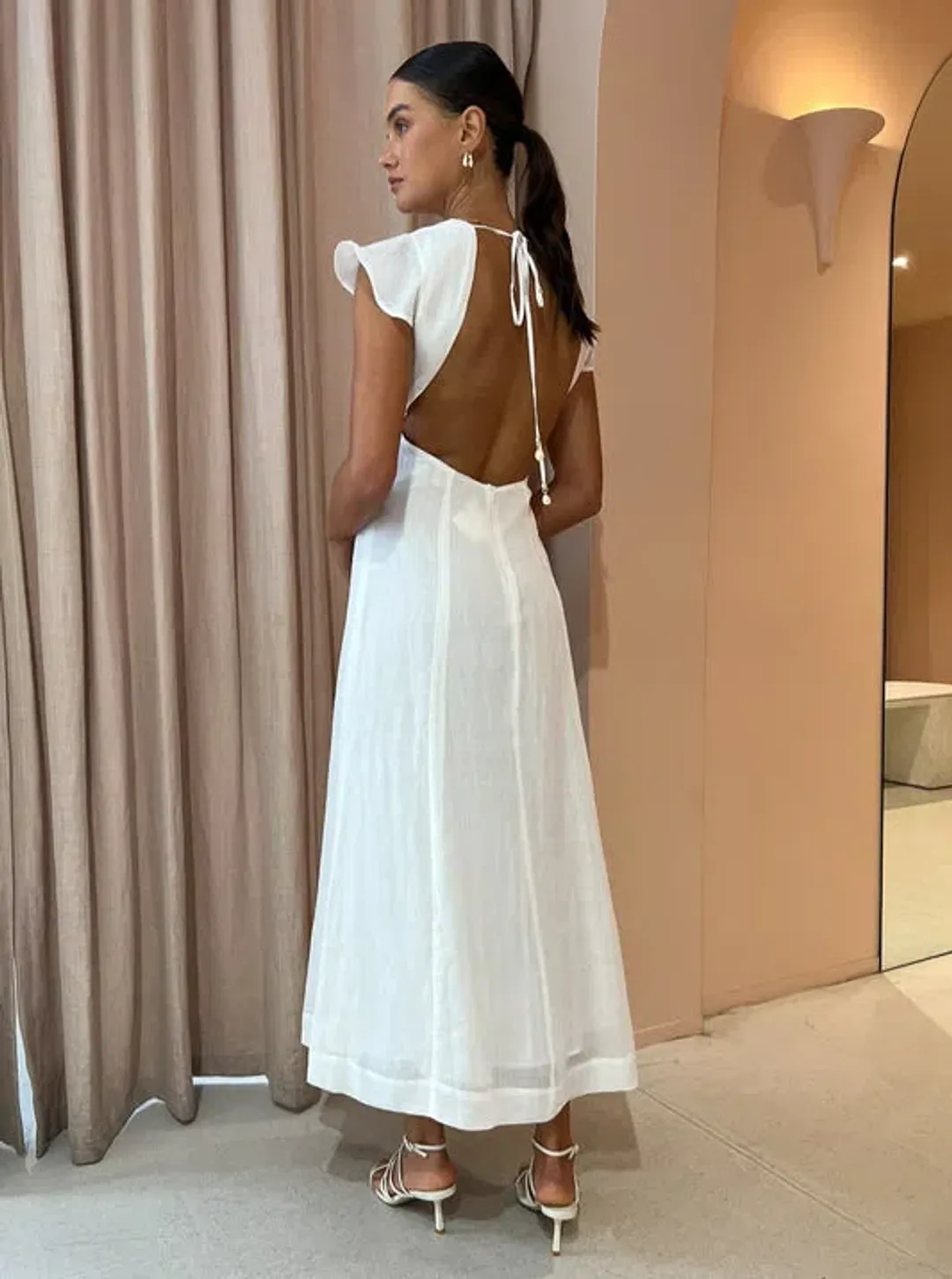 Hansen and Gretel Portofino Backless Dress in Ivory Size 14 for rent on The Volte - main image