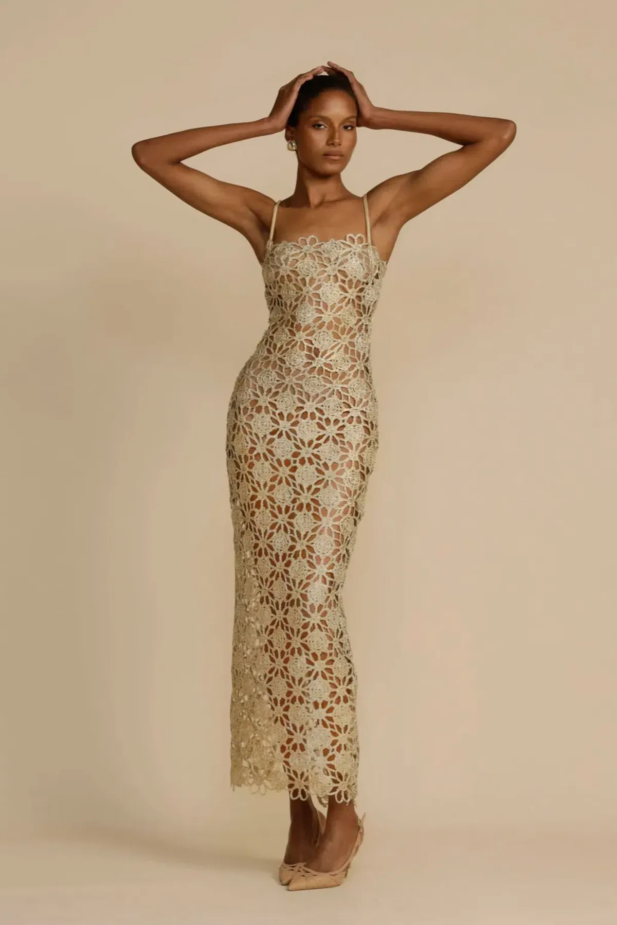 Arcina Ori Kendra Dress Gold Size 10 for rent on The Volte - main image