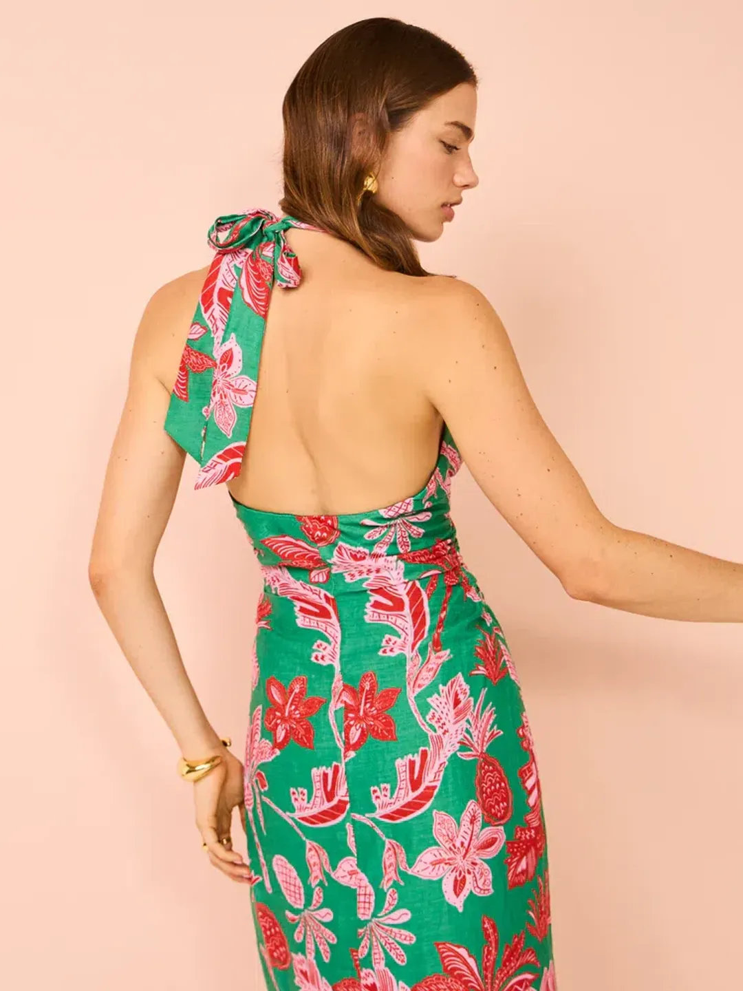 Ownley Kara Midi Dress In Pineapple Print Size S / AU 8 for rent on The Volte - main image