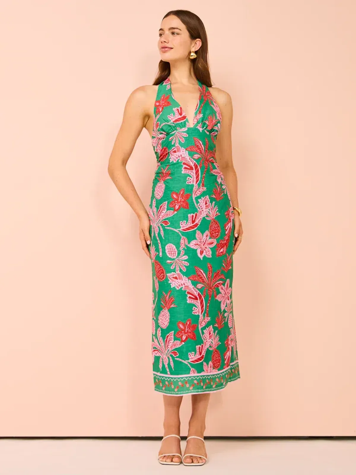 Ownley Kara Midi Dress In Pineapple Print Size S / AU 8 for rent on The Volte - main image