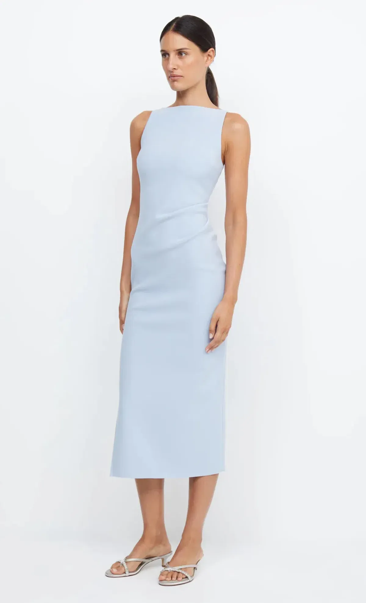 Bec & Bridge Be Mine Tuck Midi Dress Dusty Blue Size 8 - Image 2