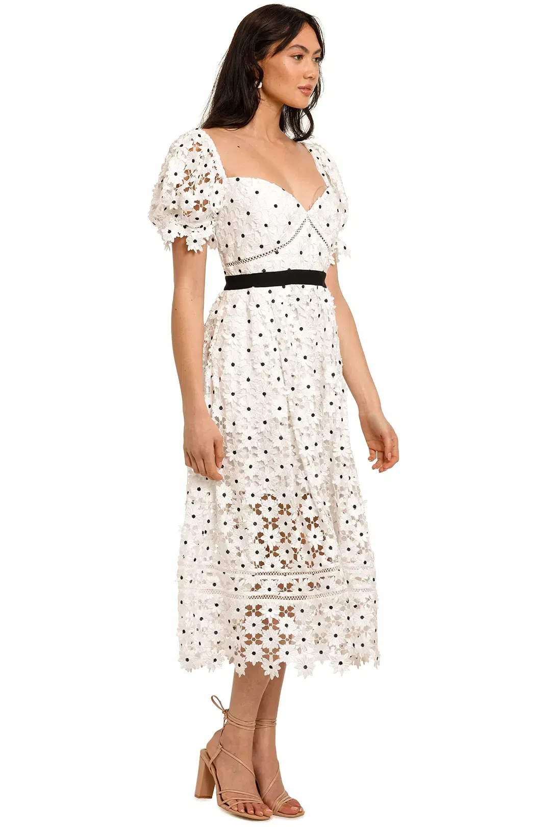 Self Portrait Daisy Lace Midi Dress in Polka Dot Size 10 for rent on The Volte - main image