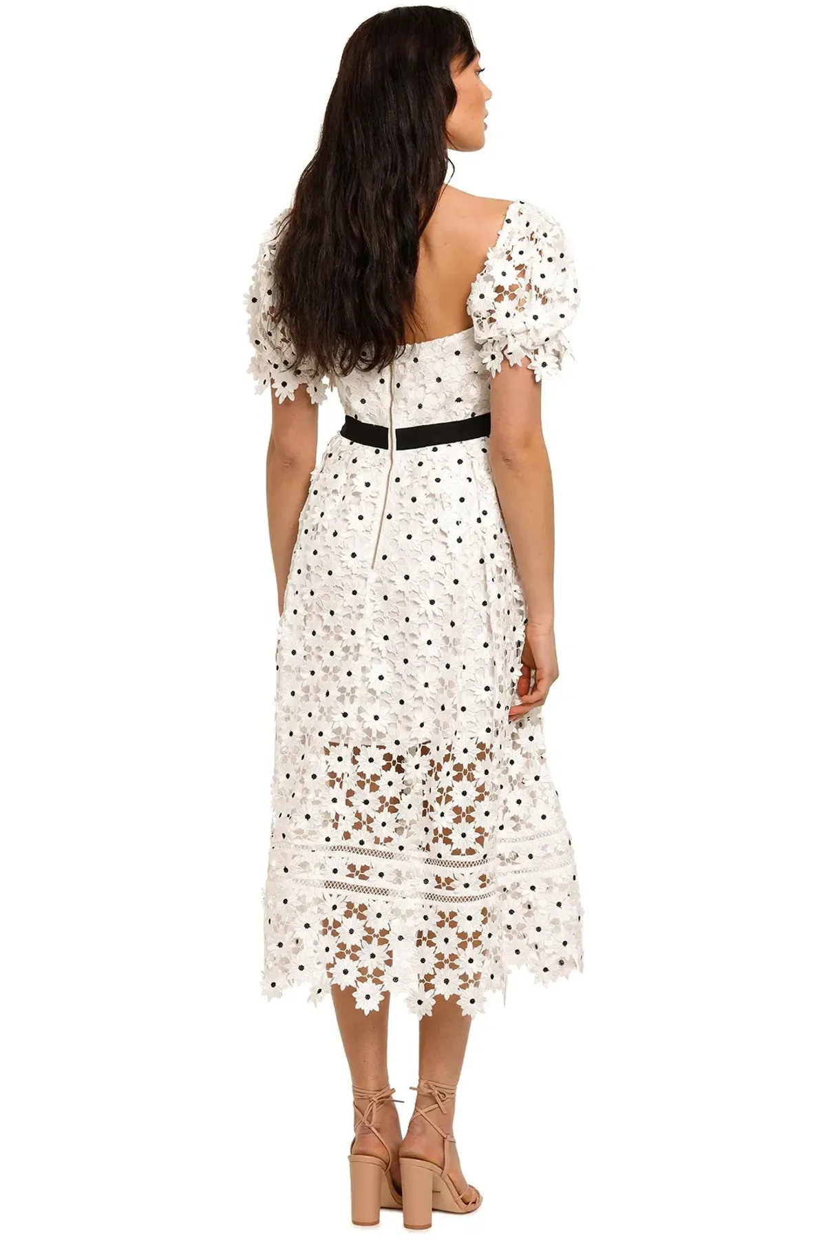 Self Portrait Daisy Lace Midi Dress in Polka Dot Size 12 - Image 3