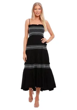 Shona Joy Leda Shirred Tiered Midi Dress Black Size 8 for rent on The Volte - image 1