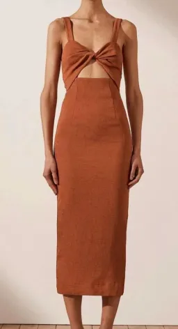Shona Joy Simone Fitted Cut Out Midi Dress Terracotta Size 8 for rent on The Volte - image 4