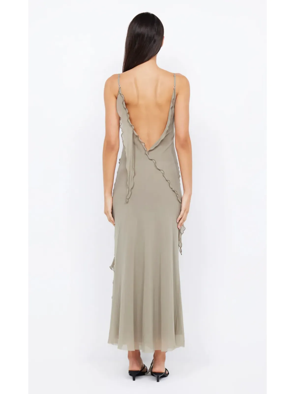 Bec & Bridge Gabriel Frill Maxi Dress Sage Size AU 8 - Image 3