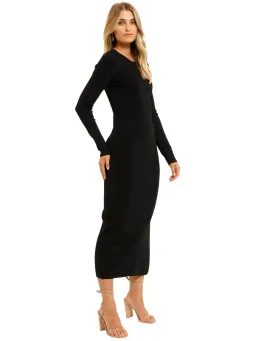Shona Joy Long Sleeve Backless Midi Dress in Black Size AU 12 for rent on The Volte - image 2