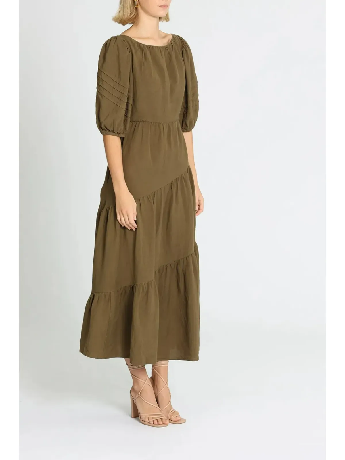 Shona Joy Juliana Midi Dress in Khaki Size AU 6 - Image 2