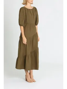 Shona Joy Juliana Midi Dress in Khaki Size AU 8 for rent on The Volte - image 2