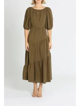 Shona Joy Juliana Midi Dress in Khaki Size AU 8 for rent on The Volte - image 1