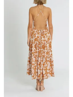 Shona Joy Vitoria Halter Midi Dress Brown Print Size AU 10 for rent on The Volte - image 3