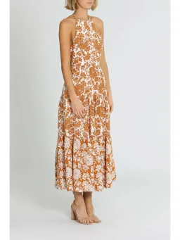 Shona Joy Vitoria Halter Midi Dress Brown Print Size AU 8 for rent on The Volte - image 2