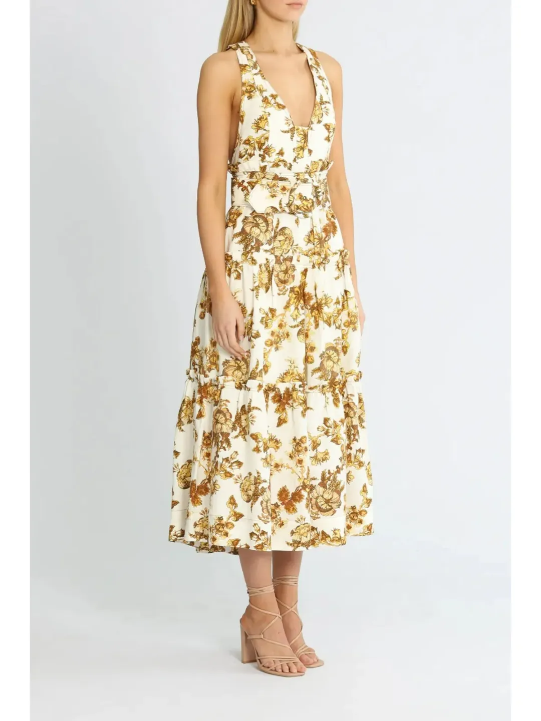 Shona Joy Bella Tiered Midi Dress Print Size AU 12 for rent on The Volte - main image