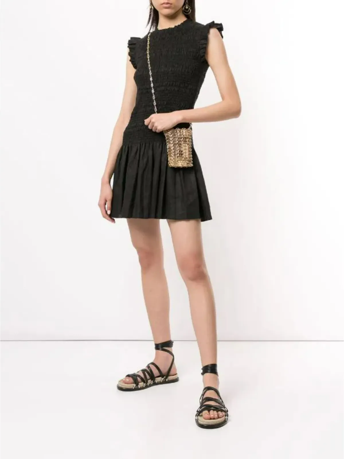Sir The Label Emile Ruched Mini Dress Black Size 3 / AU 12 for rent on The Volte - main image