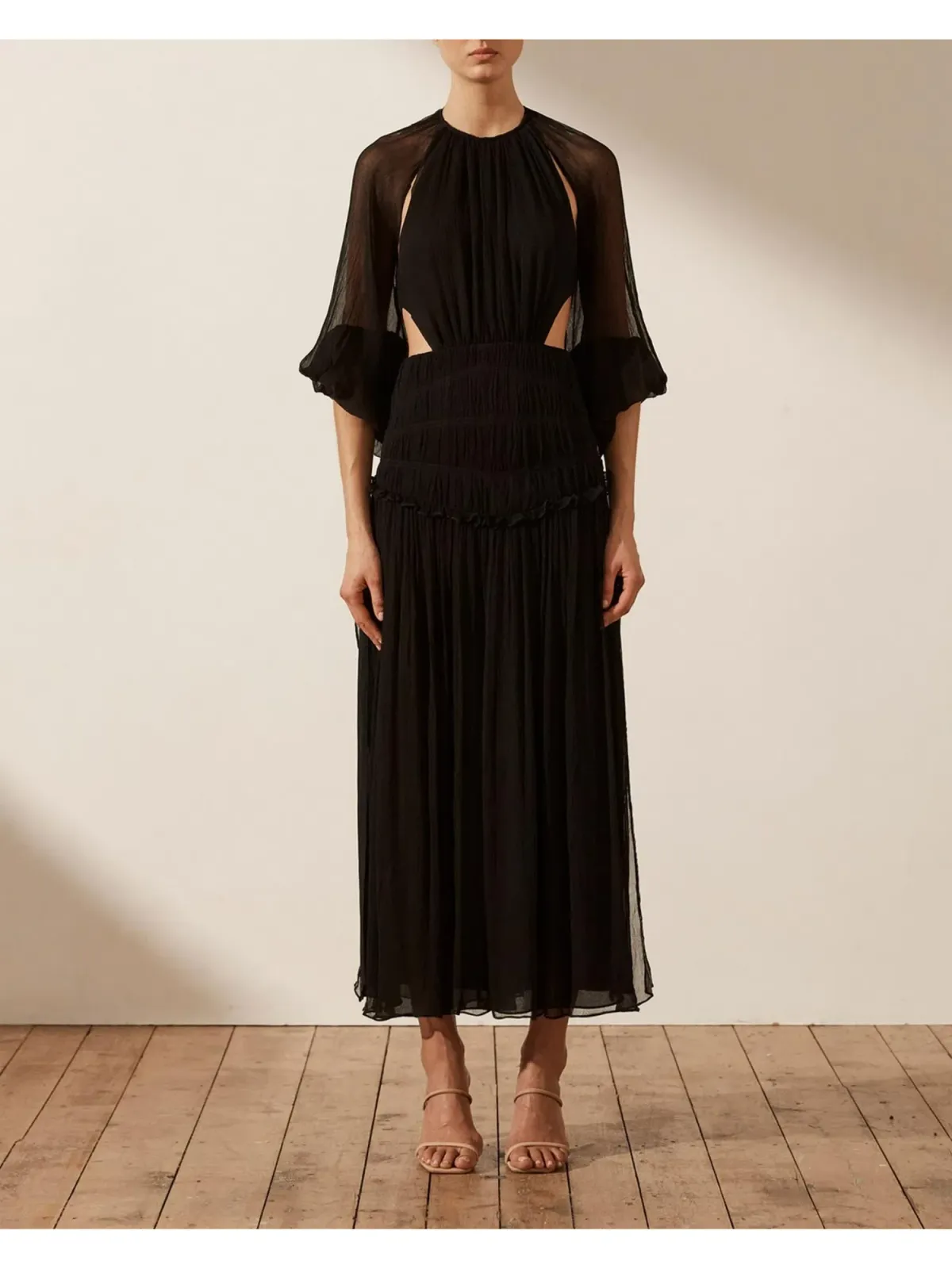 Shona Joy Safira Cut Out Backless Midi Dress in Black Size AU 10 for rent on The Volte - main image