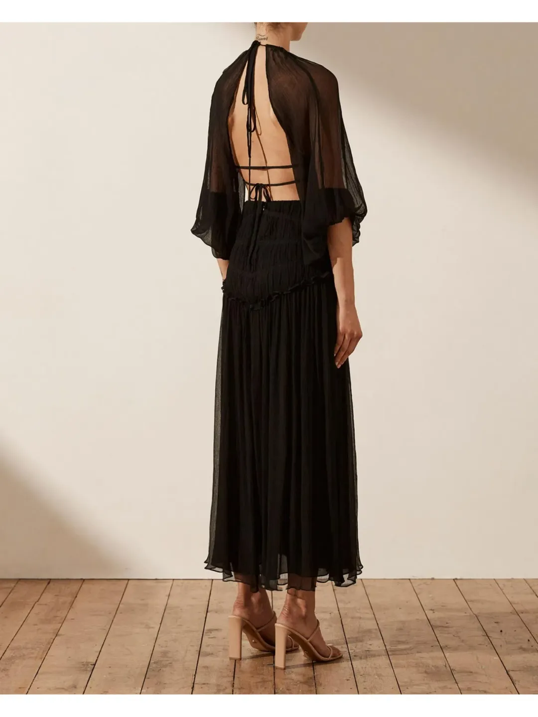 Shona Joy Safira Cut Out Backless Midi Dress in Black Size AU 10 for rent on The Volte - main image