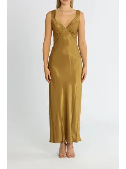 Shona Joy Giorgia Plunged Midi Dress in Olive Oil Size AU 14 for rent on The Volte - image 1