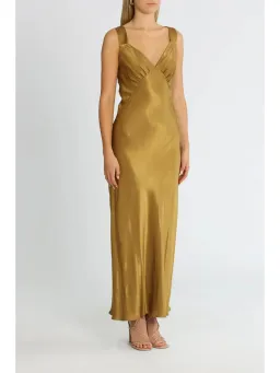 Shona Joy Giorgia Plunged Midi Dress in Olive Oil Size AU 14 for rent on The Volte - image 2
