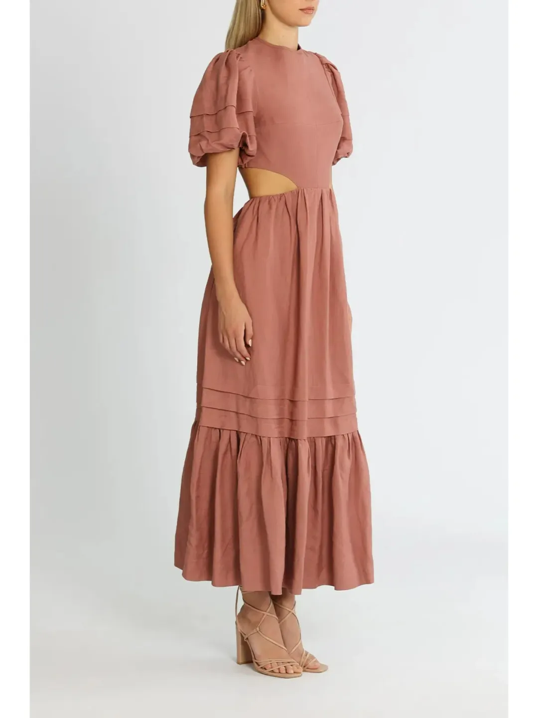 Shona Joy Vega Cut Out Open Back Midi Dress in Rose Size AU 6 for rent on The Volte - main image