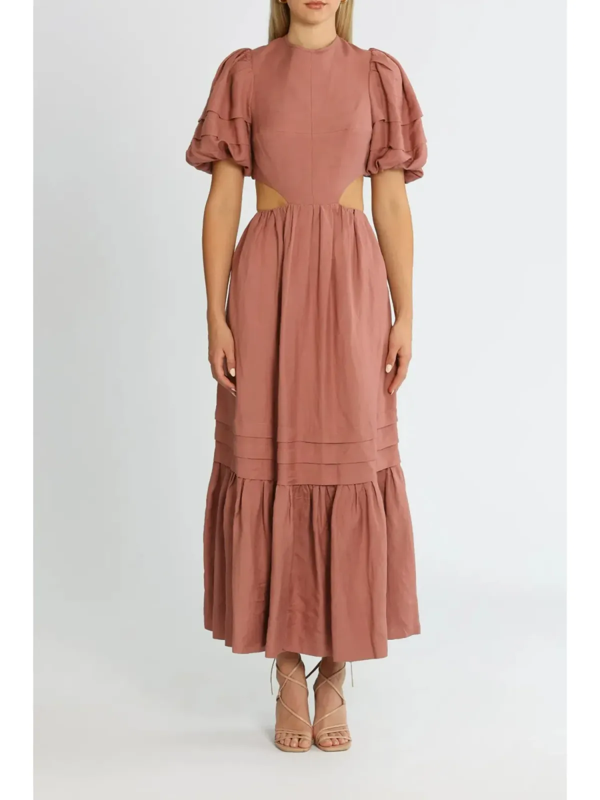 Shona Joy Vega Cut Out Open Back Midi Dress in Rose Size AU 6 - Image 1