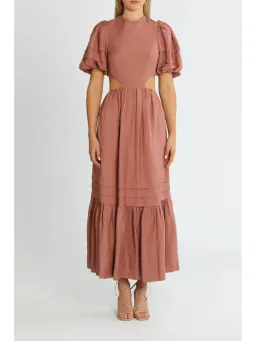 Shona Joy Vega Cut Out Open Back Midi Dress in Rose Size AU 6 for rent on The Volte - image 1