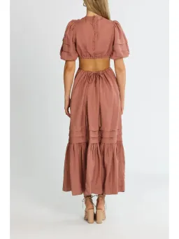 Shona Joy Vega Cut Out Open Back Midi Dress in Rose Size AU 8 for rent on The Volte - image 3