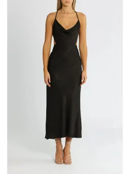 Shona Joy Thalia Bias Cut Out Midi Dress in Black Size AU 12 for rent on The Volte - image 1