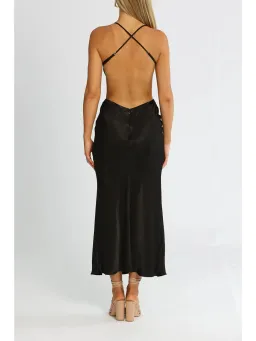 Shona Joy Thalia Bias Cut Out Midi Dress in Black Size AU 12 for rent on The Volte - image 3