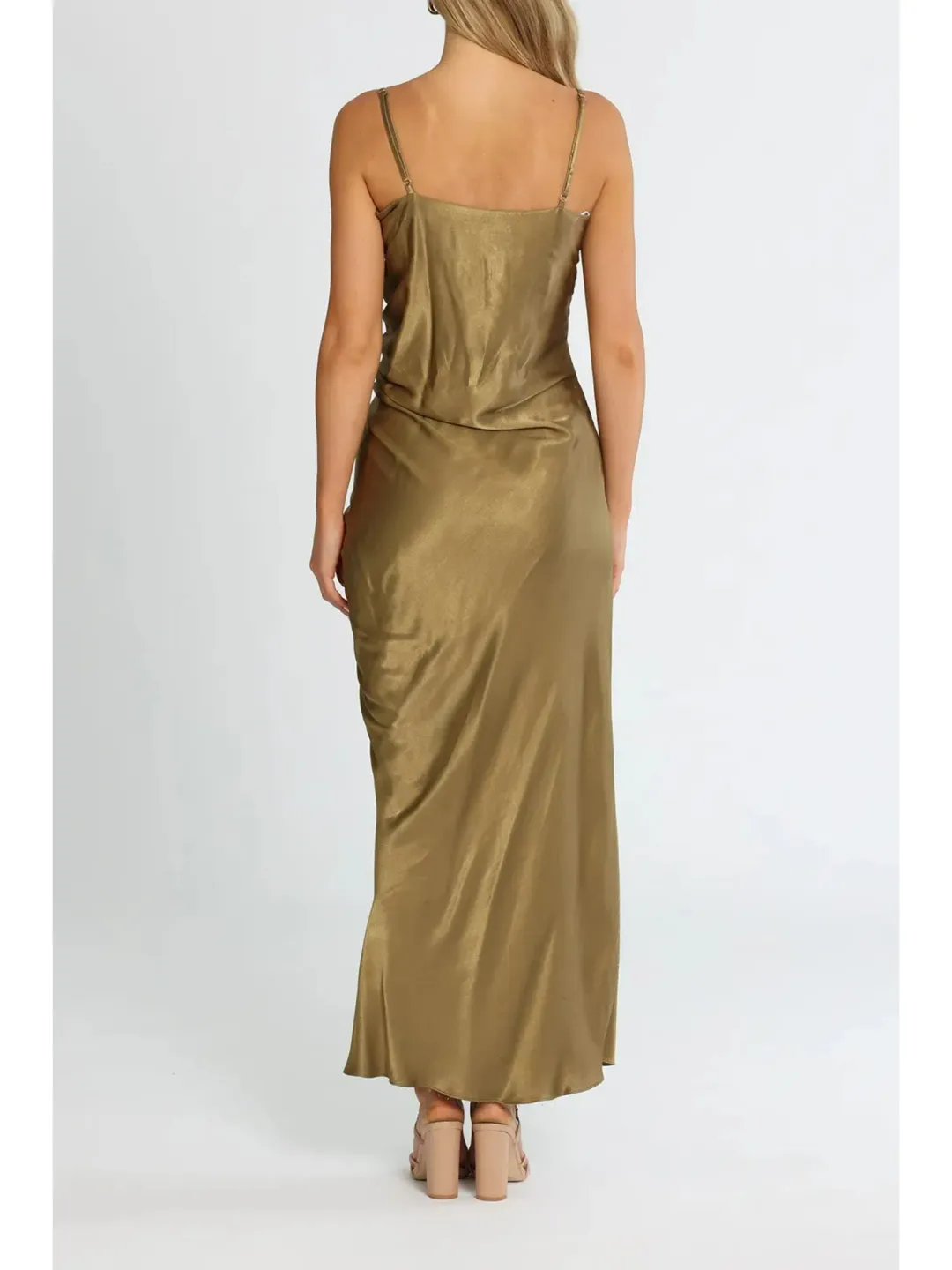 Shona Joy Thalia Bias Ruched Midi Dress in Cumin Size AU 6 for rent on The Volte - main image