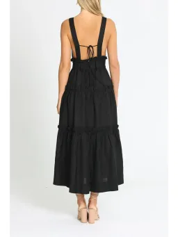 Shona Joy Tiered Midi Dress in Black Size AU 10 for rent on The Volte - image 3