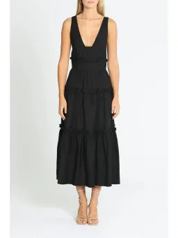Shona Joy Tiered Midi Dress in Black Size AU 10 for rent on The Volte - image 1