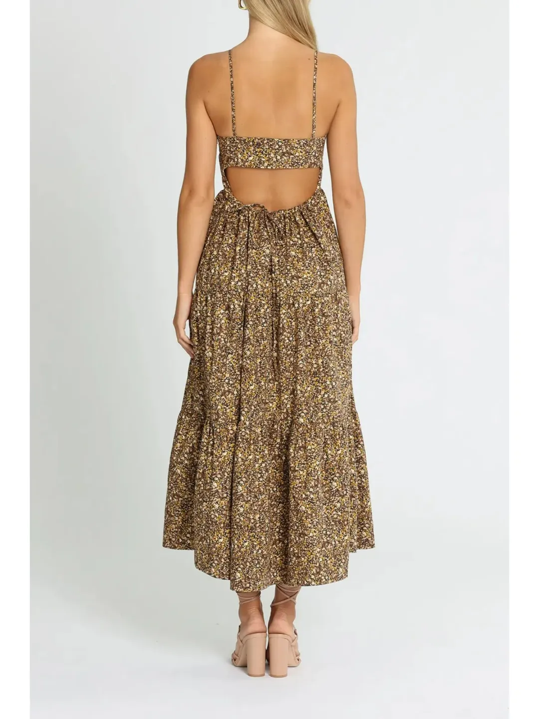 Shona Joy Lilou Backless Midi Dress Print Size AU 14 for rent on The Volte - main image