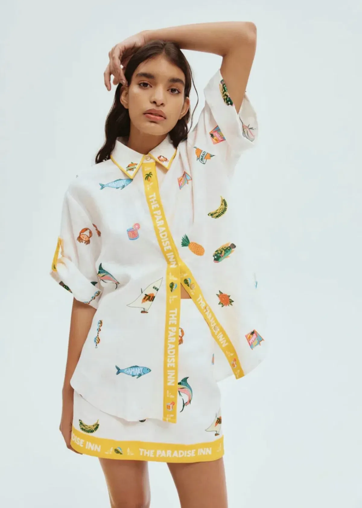 Alemais Blue Marlin Shirt and Skirt for rent on The Volte - main image