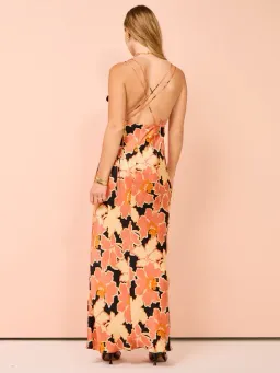 Shona Joy Rosa Silk Plunged Double Strap Maxi Dress Coral Pink/Multi Size 14 for rent on The Volte - image 4