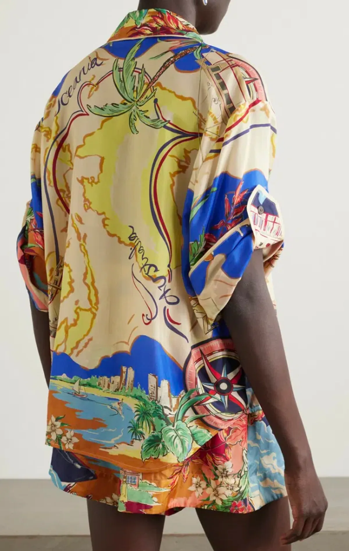 Zimmermann Alight Short Sleeve Shirt And Draw Waist Shorts Set Nautical Map Size 0/Au 8 - Image 5