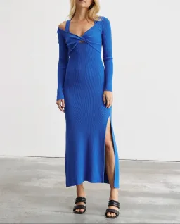 Sovere Mesmerise Combo Knit Dress Blue Size 6 for rent on The Volte - image 1