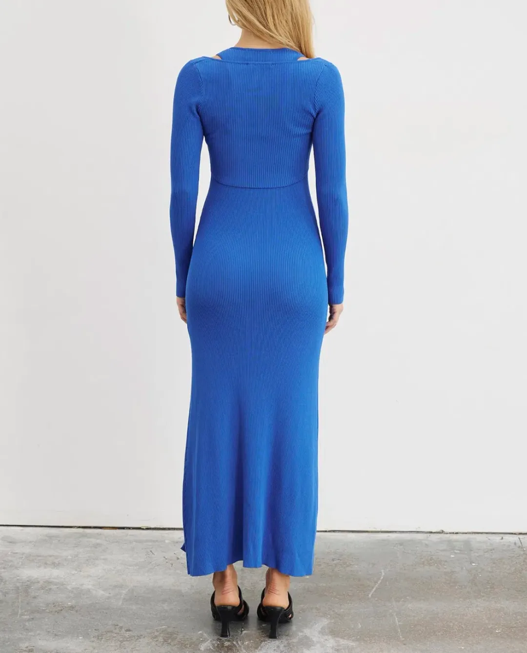 Sovere Mesmerise Combo Knit Dress Blue Size 6 for rent on The Volte - main image