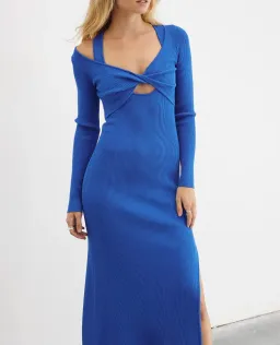 Sovere Mesmerise Combo Knit Dress Blue Size 6 for rent on The Volte - image 3