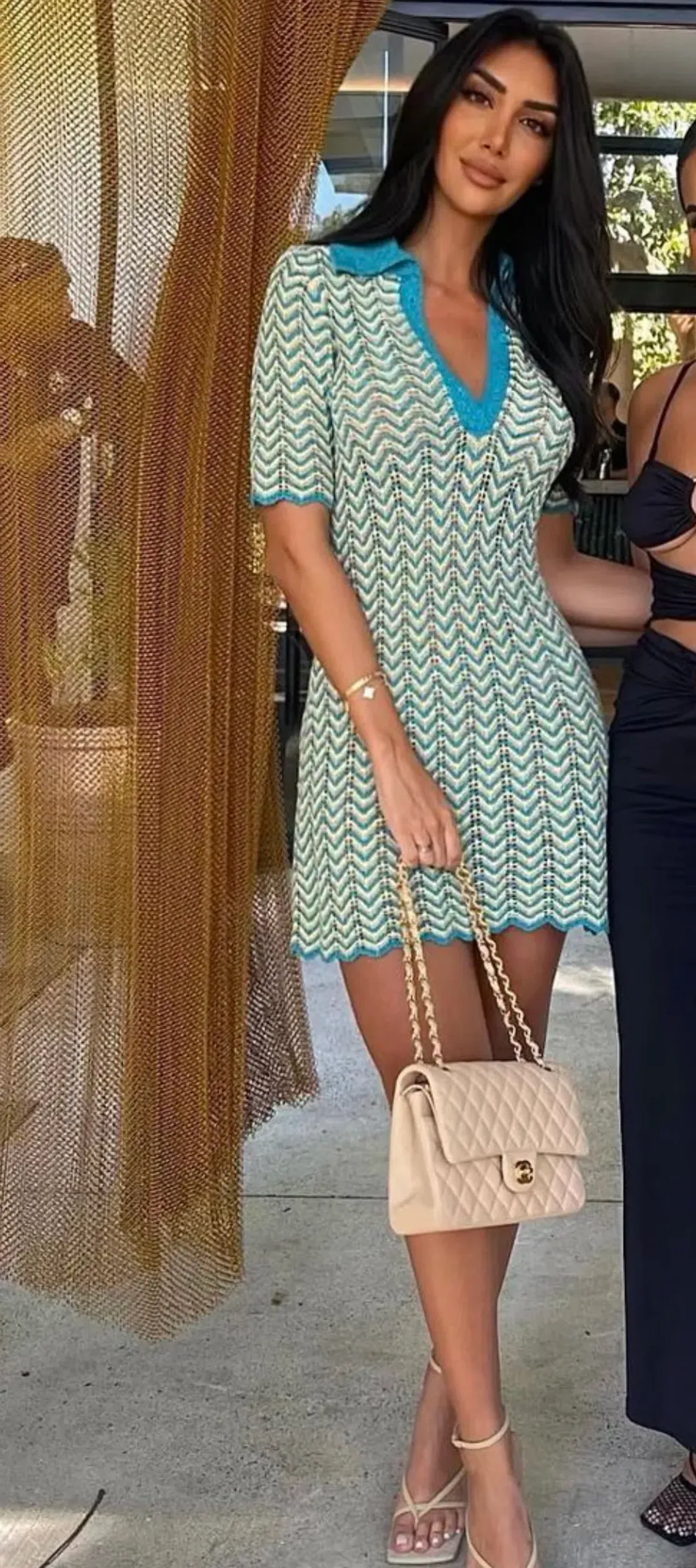 Scanlan Theodore Knit Shirt Dress Turquoise Size XS/ AU 6 for rent on The Volte - main image