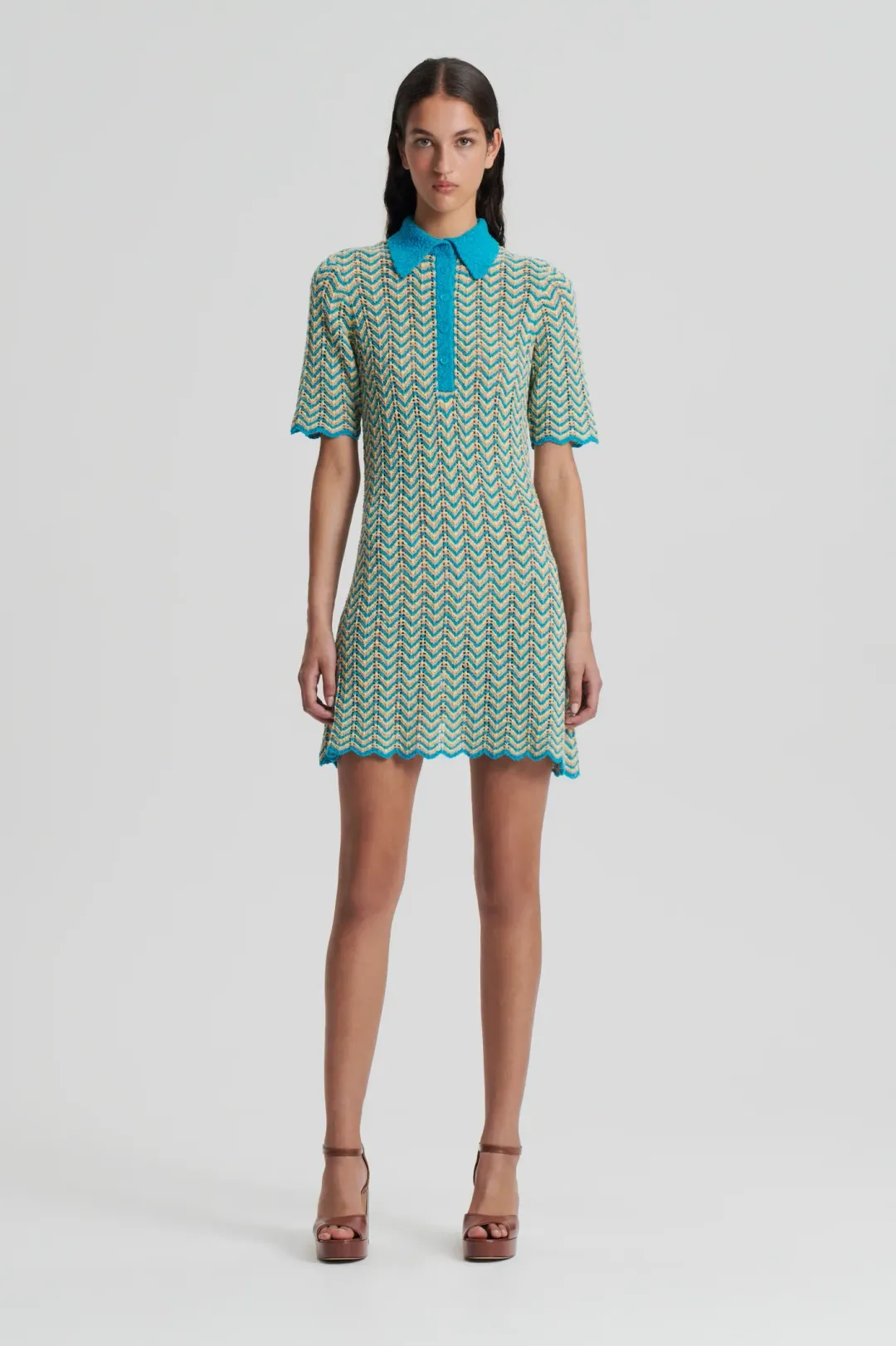 Scanlan Theodore Knit Shirt Dress Turquoise Size XS/ AU 6 for rent on The Volte - main image