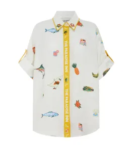 Alemais Blue Marlin Embroidered Shirt and Skirt Set in Cream Size 8 for rent on The Volte - image 3