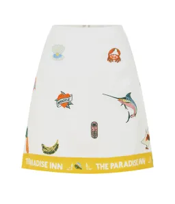 Alemais Blue Marlin Embroidered Shirt and Skirt Set in Cream Size 8 for rent on The Volte - image 4
