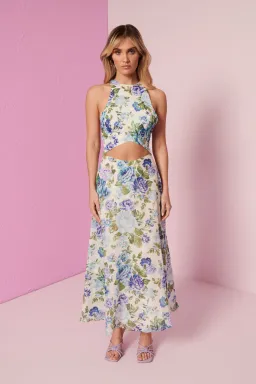 Kate Ford Mojave Braided Dress Belita Blue Floral Size AU 10 for rent on The Volte - image 1