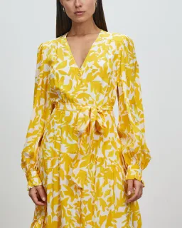 Rebecca Vallance Limoncello Long Sleeve Midi Dress Yellow Size 10 for rent on The Volte - image 2
