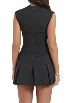 House of CB Eleanor Pleated Corset Mini Dress in Charcoal Size XS / AUS 6 for rent on The Volte - image 3