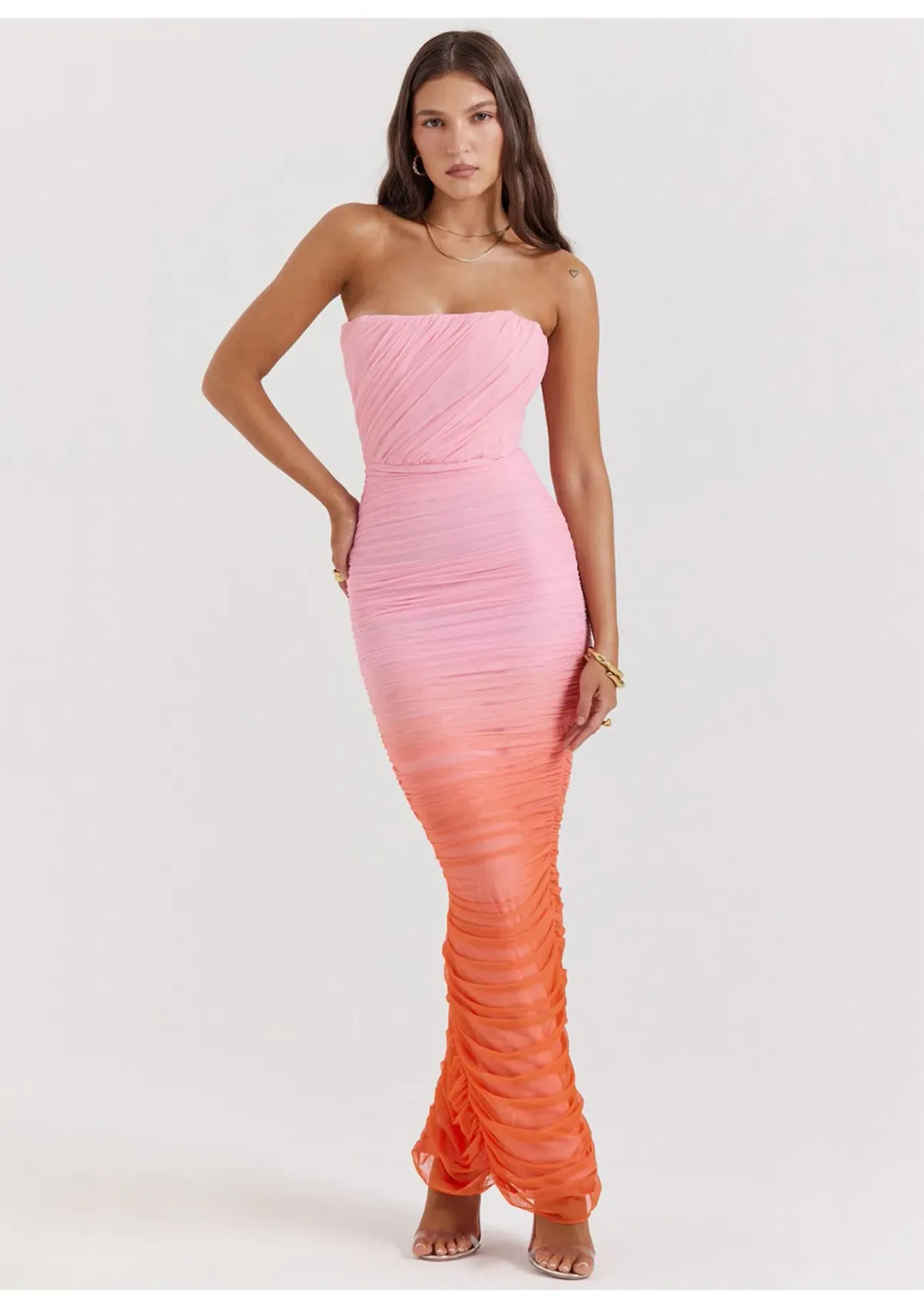 House of CB Sapphire Gathered Maxi Dress Ombre Size 8 - Image 1